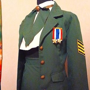 Vintage military, veteran, army green, Period theme costume XS (0-1)